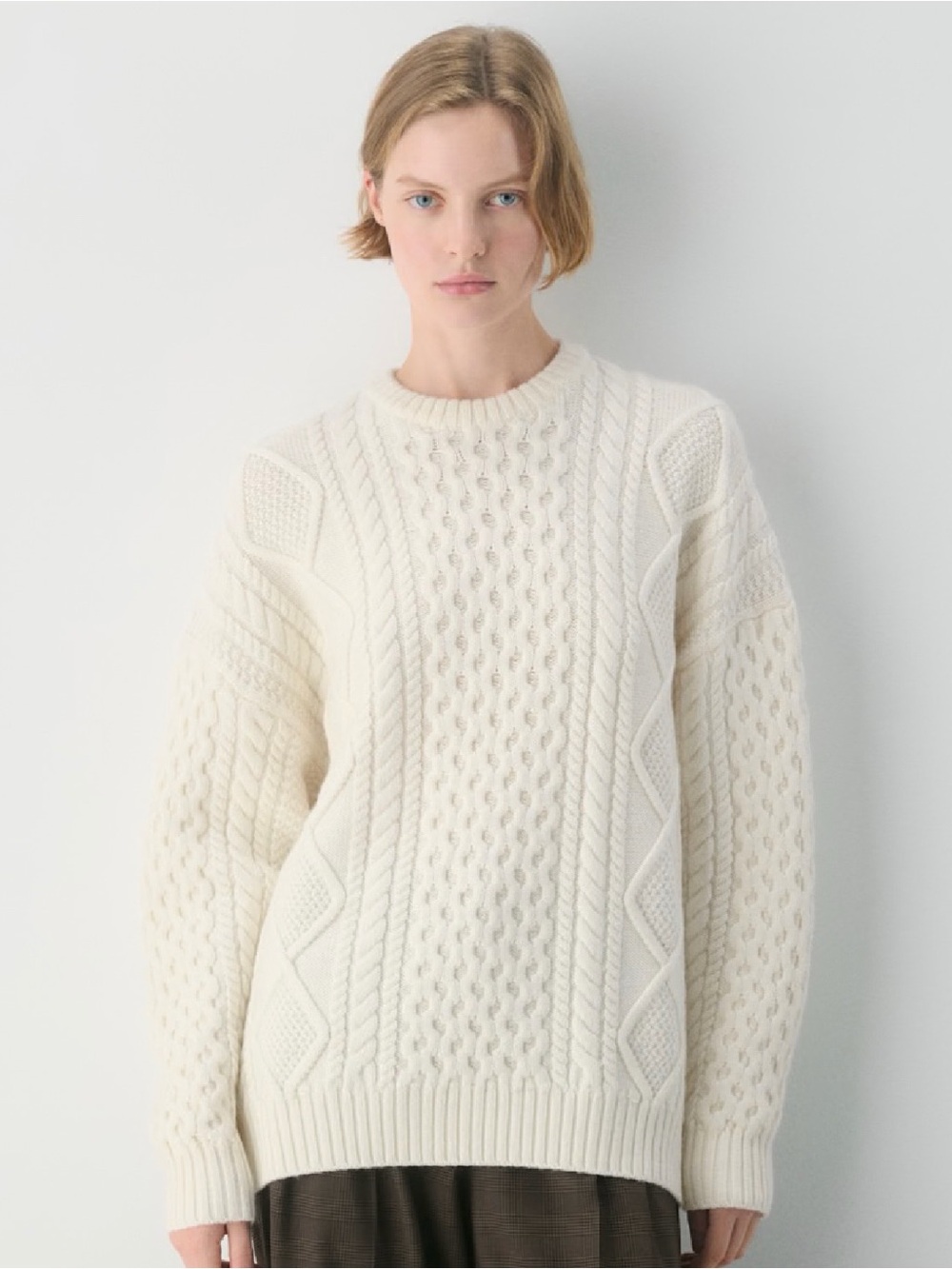 HM cable knit sweater XS white